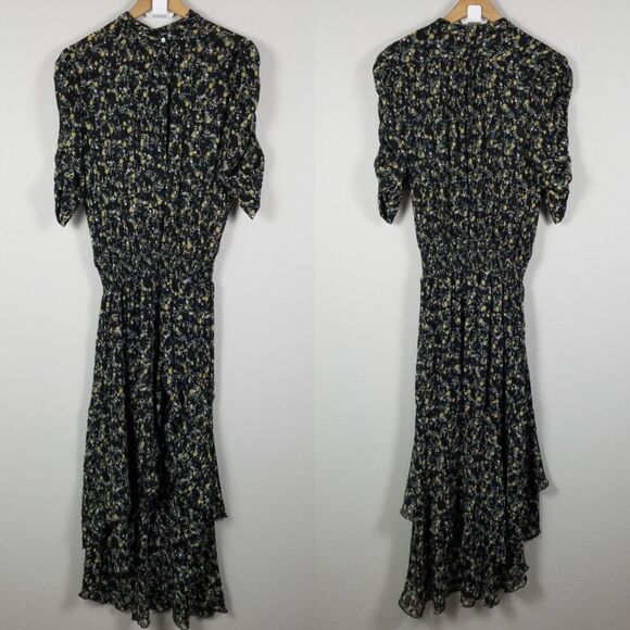 Anthropologie Muche & Muchette Black Floral High Low Blouson Maxi Dress OSFM - Picture 9 of 14